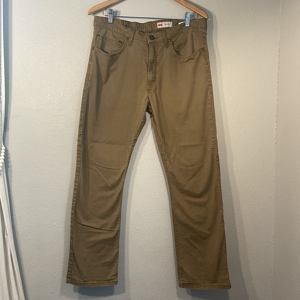 Wrangler Men's 34 X 30 Beige Cotton Pants Straight Leg Pockets Casual Work